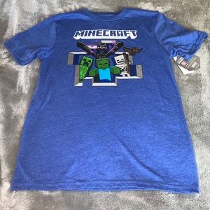 Mojang Minecraft Attack Squad Blue Short Sleeve T Shirt Top Size XXL 18